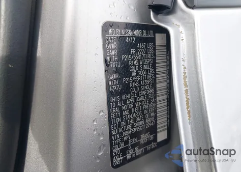 2012 Nissan Juke Sv z USA, uszkodzony, nr VIN JN8AF5MV5CT122947